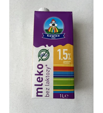 Молоко без лактози Lowicz, жир.1,5%, Польща, 1 л