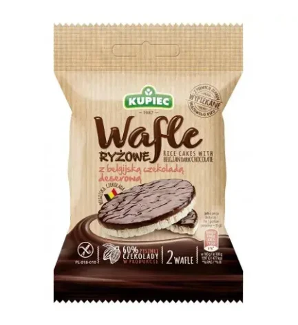 Рисові хлібці без глютену з бельгійським темним шоколадом, Kupiec,30 г