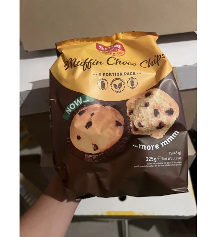 Кекси з шоколадними крихтами Choco Chips без глютену та лактози, Італія, Schar,225 г