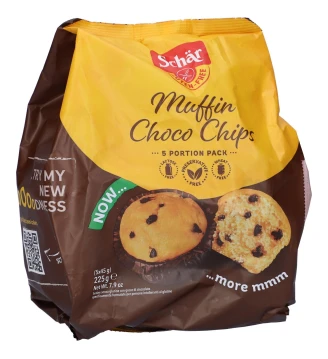 Кекси з шоколадними крихтами Choco Chips без глютену та лактози, Італія, Schar,225 г