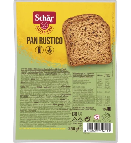 Хліб без глютену темний з насінням льону Pan Rustico, Schar, Італія, 250 г