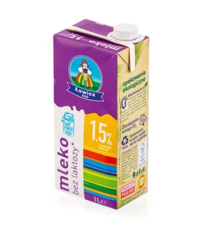 Молоко без лактози Lowicz, жир.1,5%, Польща, 1 л