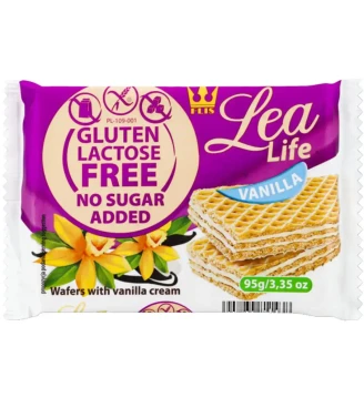 Вафлі ванільні без глютену, лактози та цукру Lea Life, Flis, Польща