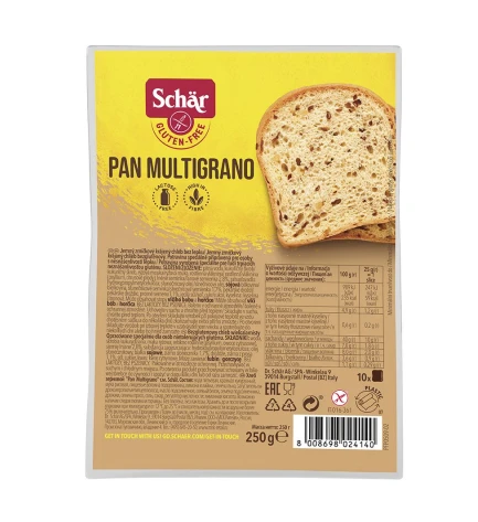 Хліб безглютеновий білий мультизерновий Pan Multigrano, Dr.Schar, Італія, 250 г