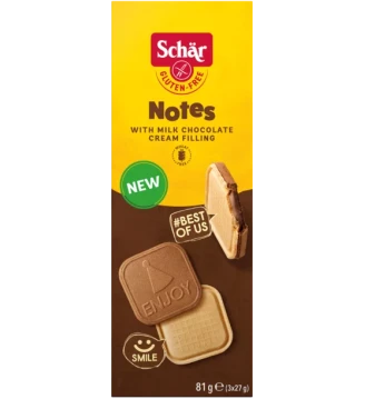 Печиво з шоколадним кремом без глютену Notes, Schar, Італія, 81 г