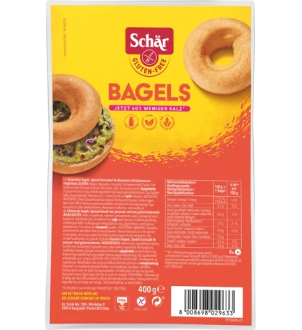 Булочки бублики Bagels без глютену та лактози, Schar, Італія, 400 г