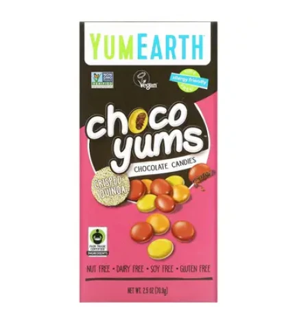 Шоколадні дропси з хрусткою кіноа Choco Yums, Yumearth, 70,9 г
