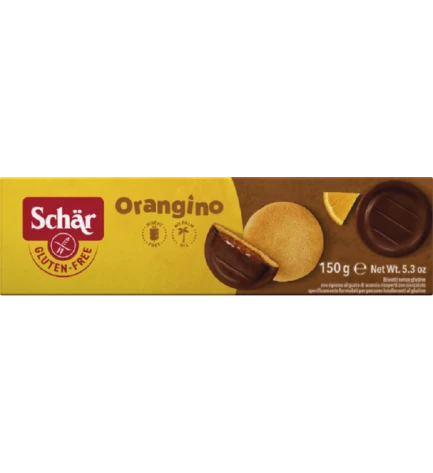 Печиво без глютену з апельсиновим желе в шоколадній глазурі Orangino, Італія, Dr.Schar, 150 г